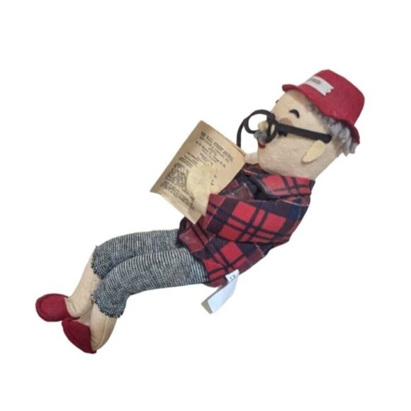 Stuart Inc Retired Man Doll Reading Newspaper In Plaid - Picture 4 of 8